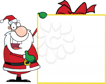 Royalty Free Clipart Image of Santa With a Blank Sign