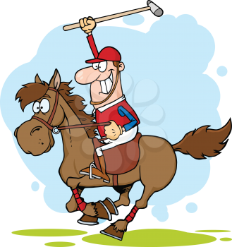 Royalty Free Clipart Image of a Cartoon Polo Player