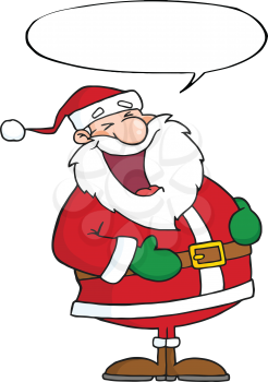 Royalty Free Clipart Image of a Laughing Santa and a Speech Bubble