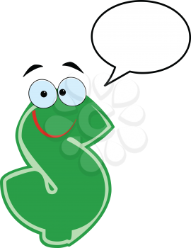 Royalty Free Clipart Image of a Green Dollar Sign With a Conversation Bubble