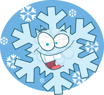 Royalty Free Clipart Image of a Snowflake on a Snowflake Background