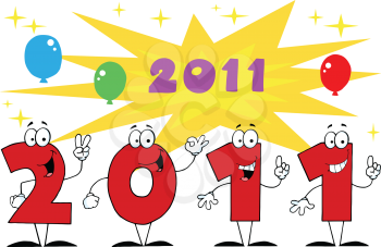 Royalty Free Clipart Image of the Numbers for 2011 With Balloons