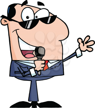Royalty Free Clipart Image of a Man With a Microphone