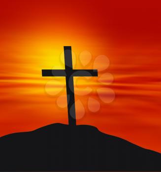 Royalty Free HD Background of a Cross Against a Sunset