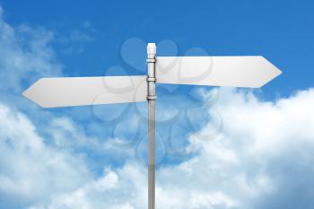 Royalty Free HD Background of a Signpost in Blue Sky with Fluffy White Clouds
