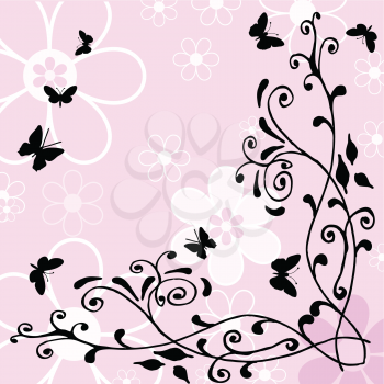 Butterflies and flowers background