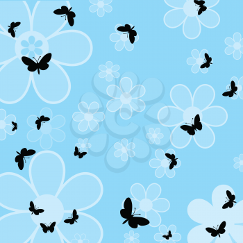 Background of butterflies and flowers