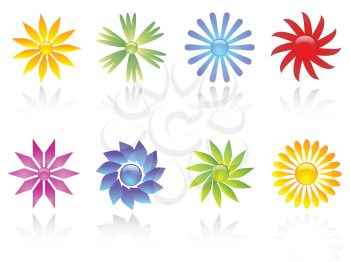 Various different coloured flower icons