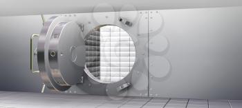 3D Render of Bank Vault and Safety Deposit Boxes