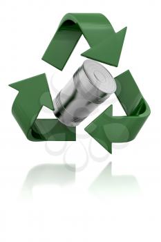 3D Recycling symbol isolated over a white background 