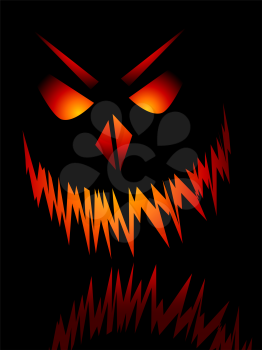 Evil Halloween face on a black background