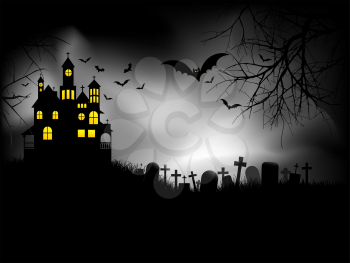 Haunted house on Halloween night