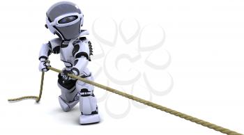 3D Render of robot pulling on a rope