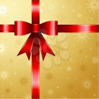 Christmas gift background with glossy red ribbon