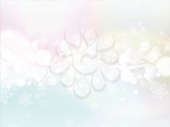 Decorative Christmas background with snowflakes and stars in pastel colours