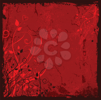 Valentines Day themed floral design on a detailed grunge background