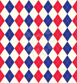 Seamless tiled background of an argyle style pattern using Union Jack flag colours