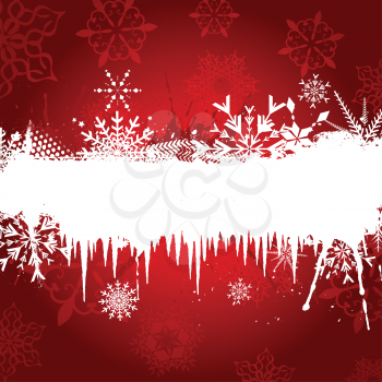 Grunge Christmas background of snowflakes and icicles