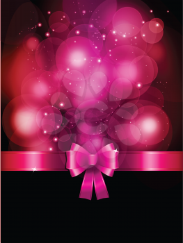 Valentines Day background with a glossy pink ribbon
