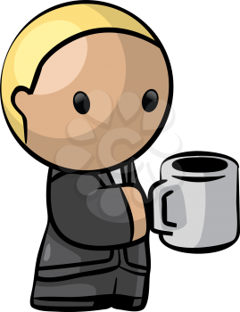 Royalty Free Clipart Image of a Man With a Coffee Cup