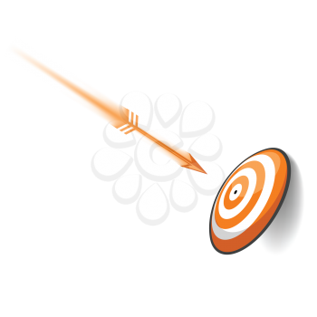 Royalty Free Clipart Image of a Dart Hitting The Board. 