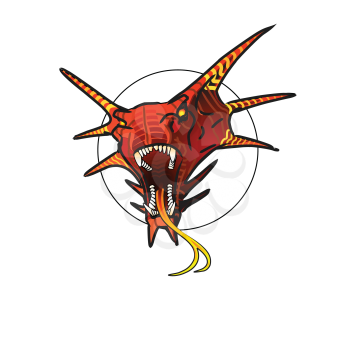 Royalty Free Clipart Image of a Dragon's Head