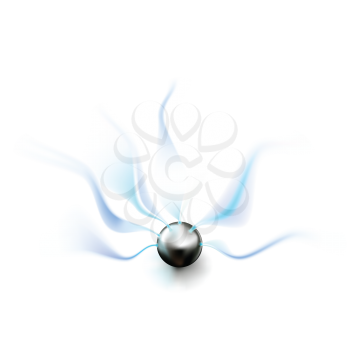 Royalty Free Clipart Image of a Ball With Electricity Coming Off It