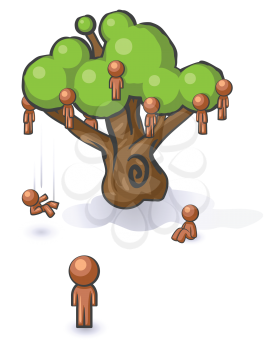 Royalty Free Clipart Image of People Falling Off a Tree