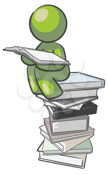 Royalty Free Clipart Image of a Person Sitting on a Stack of Books