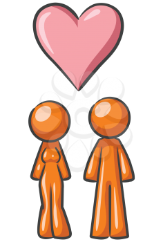 Royalty Free Clipart Image of a Couple and a Heart