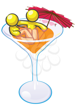 Royalty Free Clipart Image of a Couple in a Martini Glass
