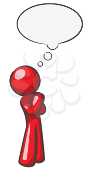 Royalty Free Clipart Image of a Red Dude With a Bubble