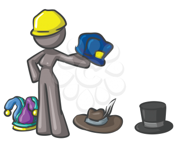 Royalty Free Clipart Image of a Woman With Many Hats