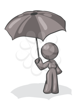 Royalty Free Clipart Image of a Woman Holding an Umbrella