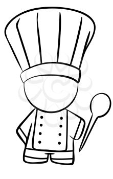 Royalty Free Clipart Image of a Chef With a Spoon