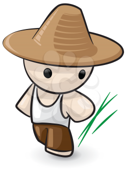 Royalty Free Clipart Image of an Asian Farmer