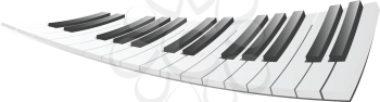 A vector illustration of piano keys stretched out to viewer, handy for a musical design.