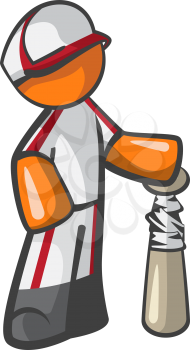 Orange Man baseball player, with hat and baseball uniform.