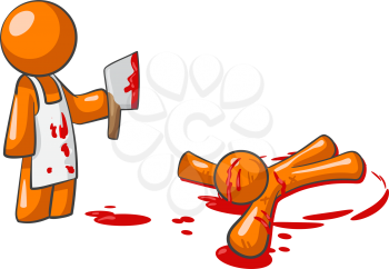 Orange person butcher who kills other orange people. Very scary.