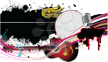 Royalty Free Clipart Image of an Abstract With Musical Instruments
