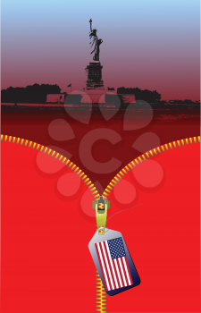 Royalty Free Clipart Image of Unzipping an American Skyline