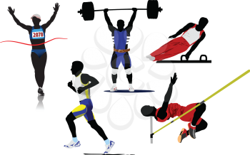 Royalty Free Clipart Image of a Athlete Silhouettes