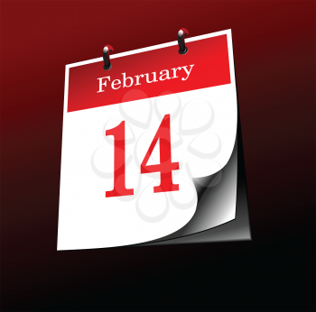 Royalty Free Clipart Image of a Feb. 14 Calendar Page