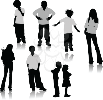 Royalty Free Clipart Image of Children Silhouetes
