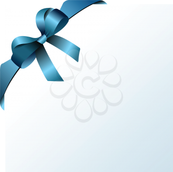Royalty Free Clipart Image of a Soft Blue Page With a Blue Bow