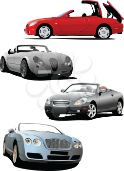 Royalty Free Clipart Image of Four Vehicles