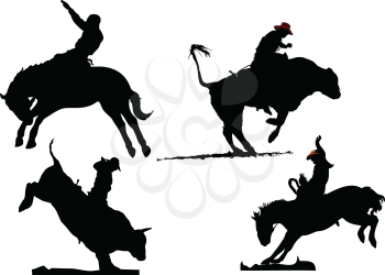 Royalty Free Clipart Image of Four Rodeo Silhouettes