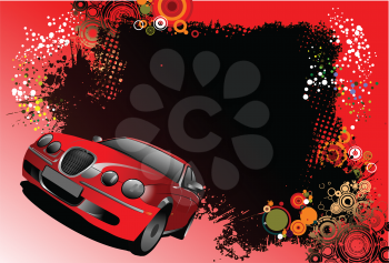 Royalty Free Clipart Image of a Car on a Grunge Background