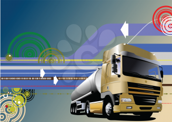 Royalty Free Clipart Image of a Truck on an Abstract Background
