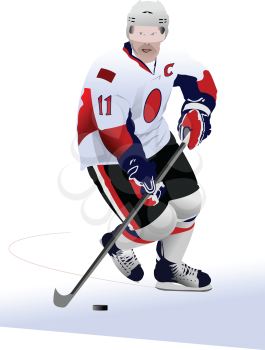 Royalty Free Clipart Image of an Ice Hockey Player